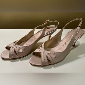 Elegant Cream Slingback Heels with Rhinestones